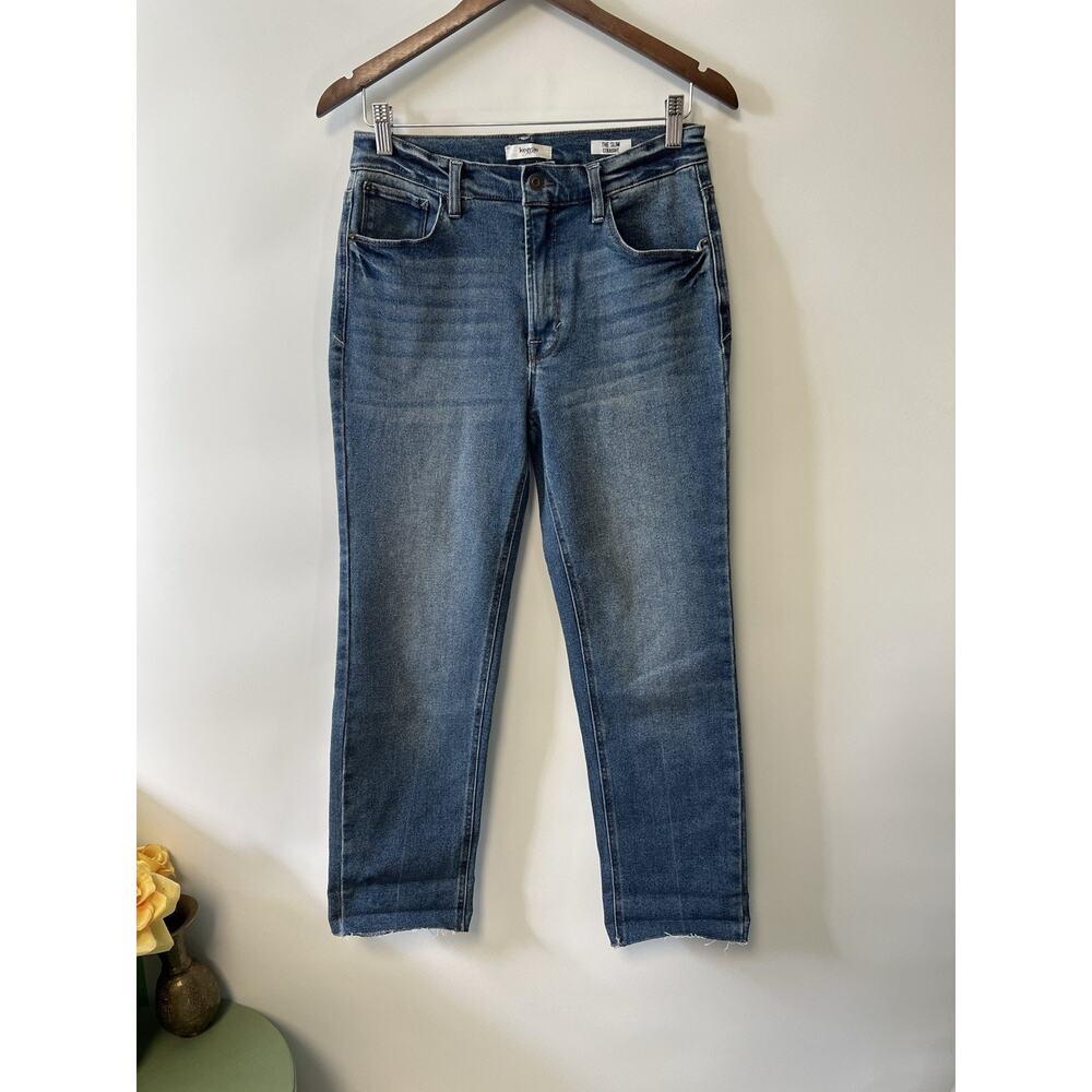 KENSIE JEANS Mid Rise Slim Straight Women’s Size 8/29 Raw Hem 30x27.5 Stretch - Picture 4 of 10